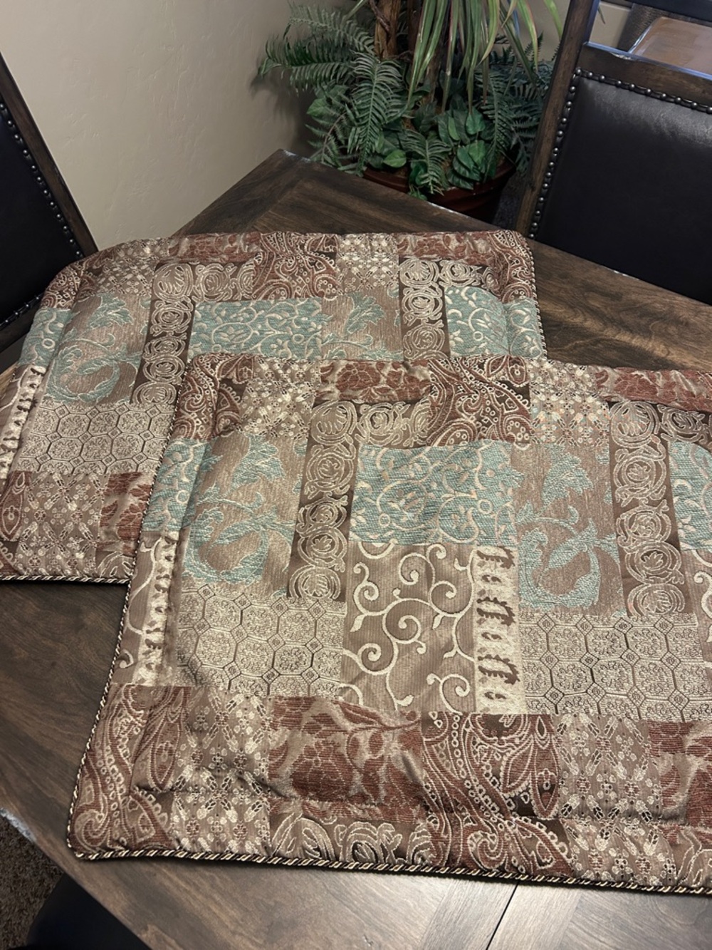 Croscill Galleria Brown & Teal Patchwork Shams